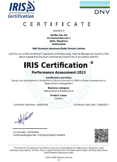 Borflex IRIS Certifikat
