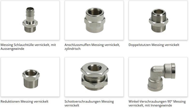 CB-Technik Armaturen und Adapter aus Messing vernickelt